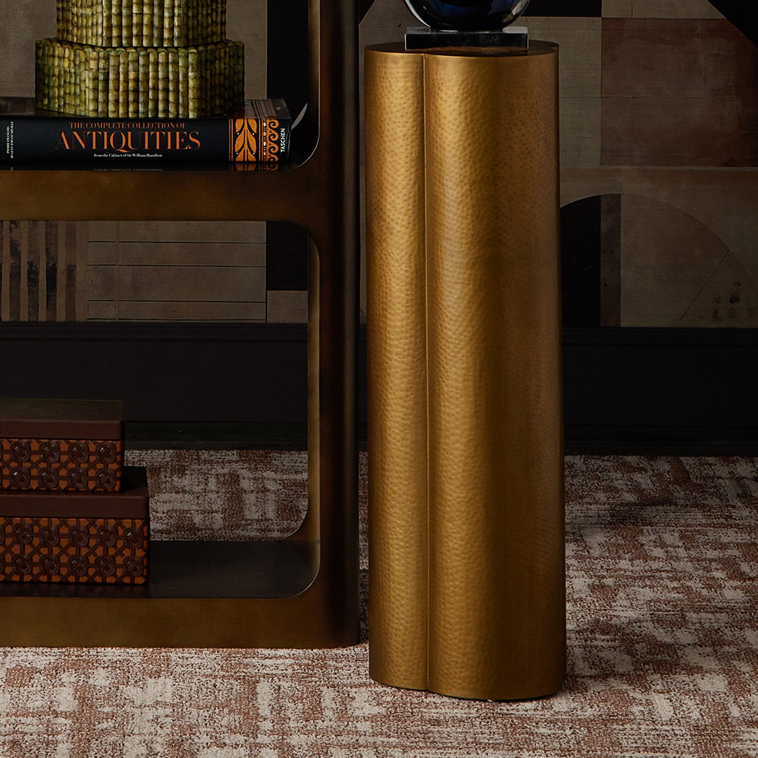 Currey & Co Trebol Brass Pedestal