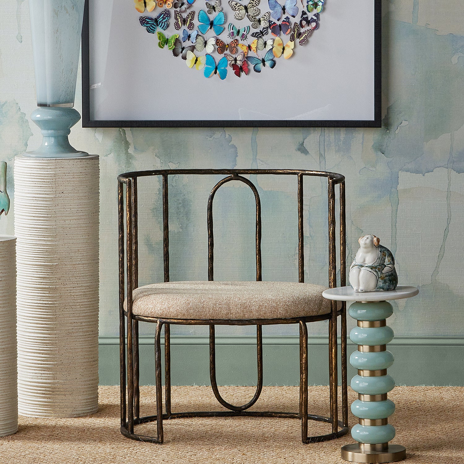 Currey & Co Lambent Turquoise Drinks Table