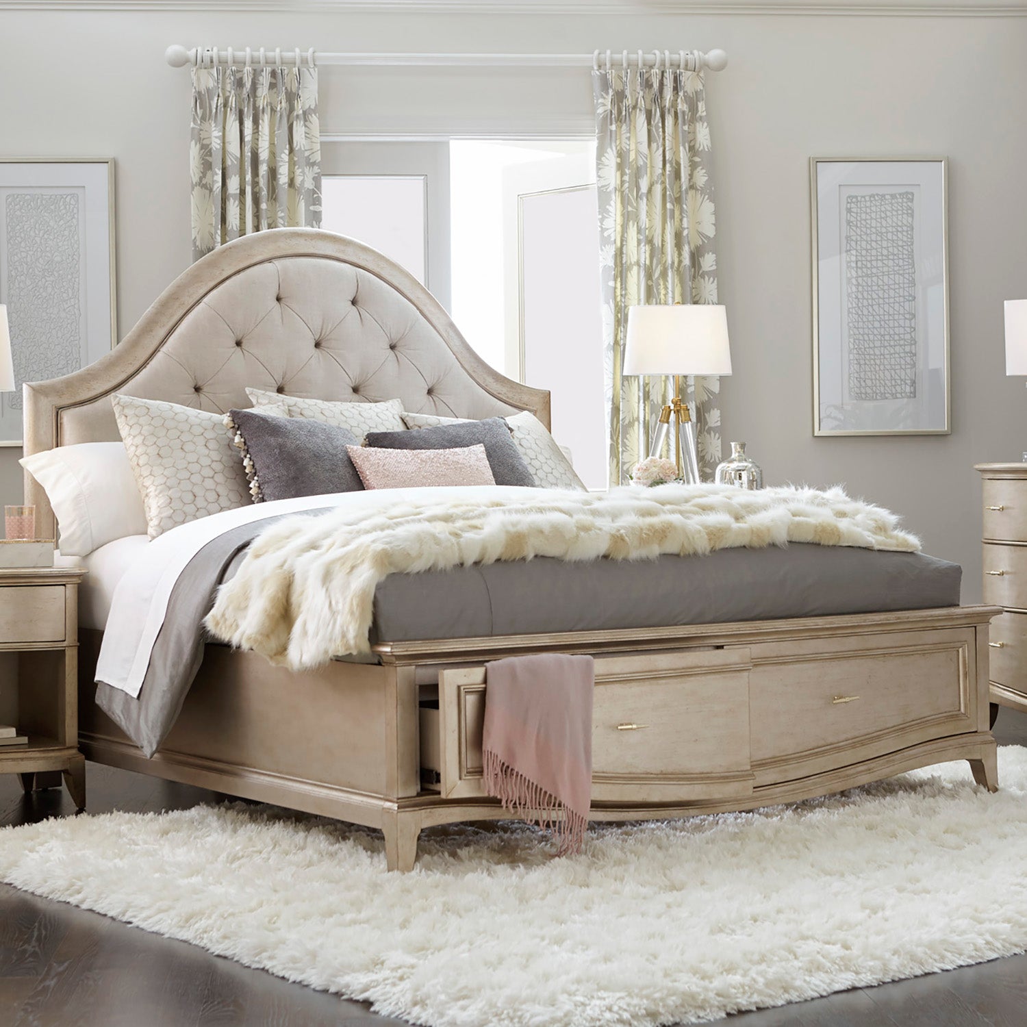 A.R.T. Furniture Starlite Upholstered Panel Bed With Storage