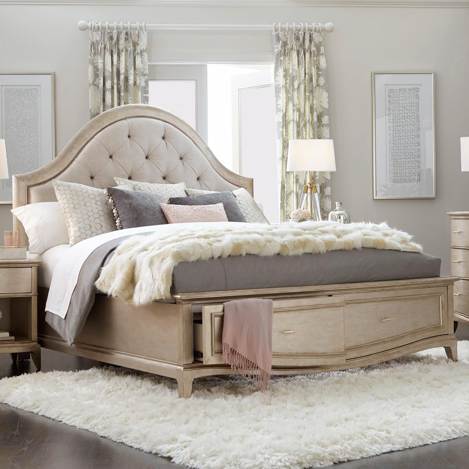 A.R.T. Furniture Starlite Upholstered Panel Bed With Storage