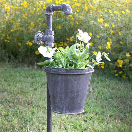Faucet Garden Stake with Planter