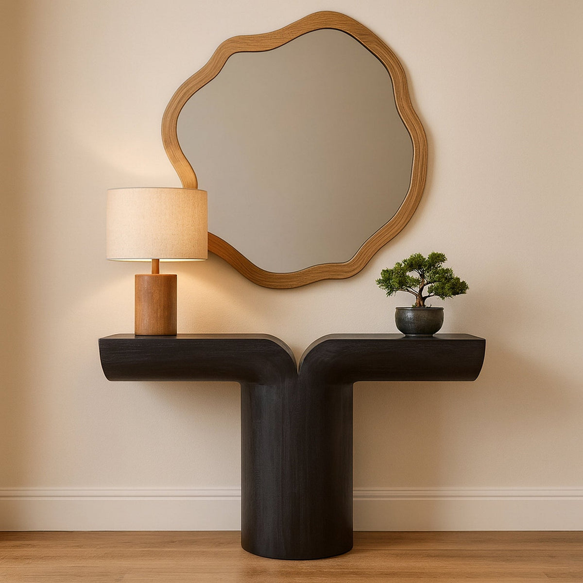 Tee Black Acacia Wood Console Table