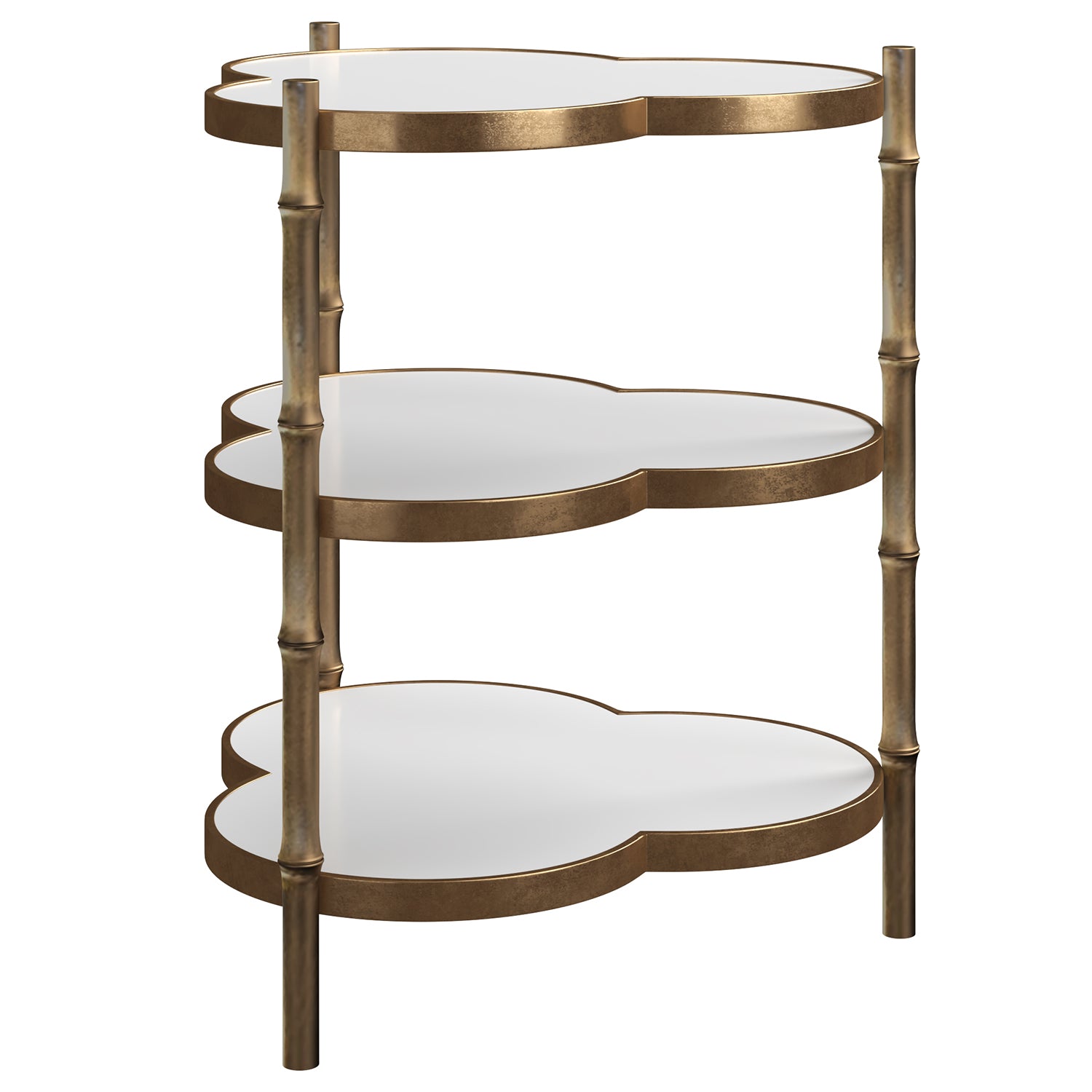 Eave Brass Accent Table in Antique Brass accent table, side profile view
