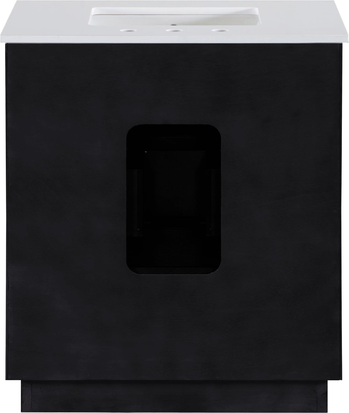 Willard 30in Black Engineered Stone And Solid Wood Bathroom Vanity