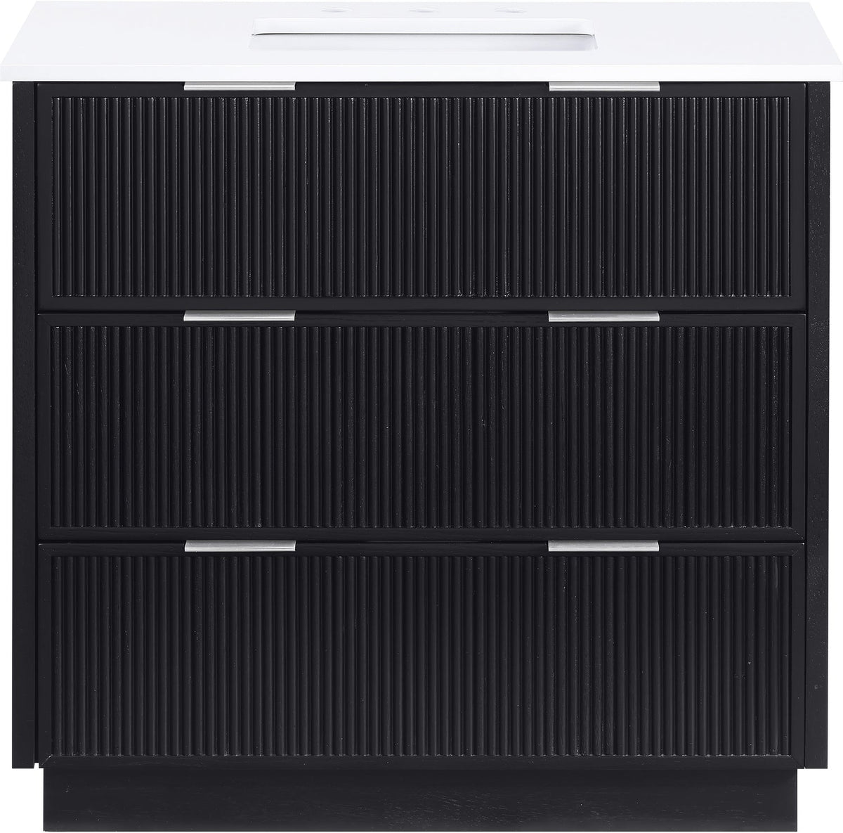 Willard 36in Black Engineered Stone And Solid Wood Bathroom Vanity