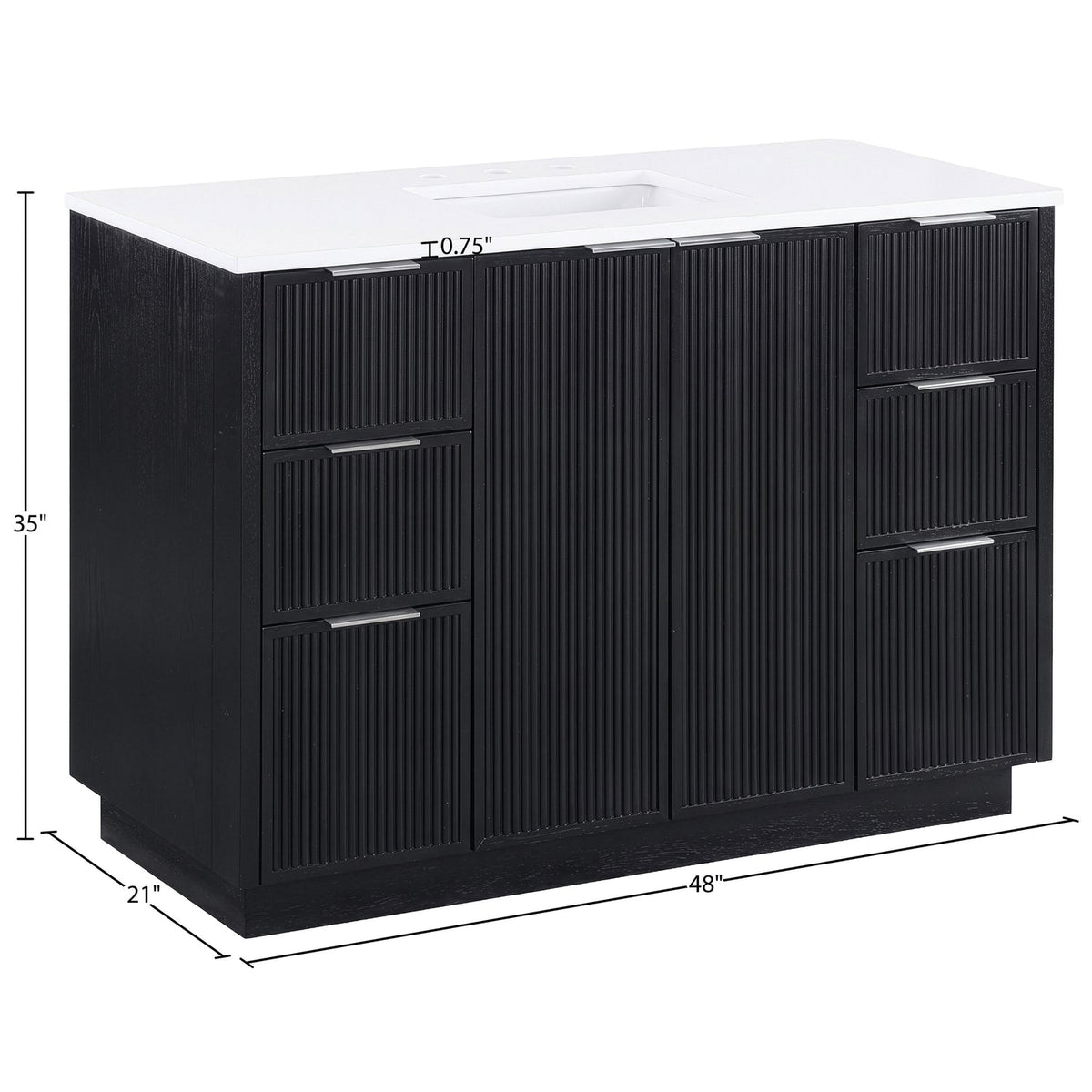 Willard 48in Black Engineered Stone And Solid Wood Bathroom Vanity