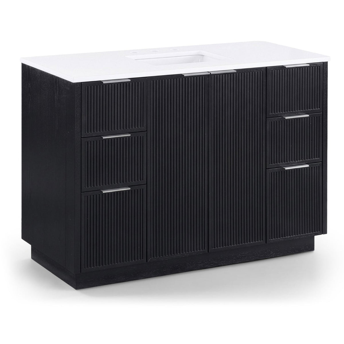 Willard 48in Black Engineered Stone And Solid Wood Bathroom Vanity