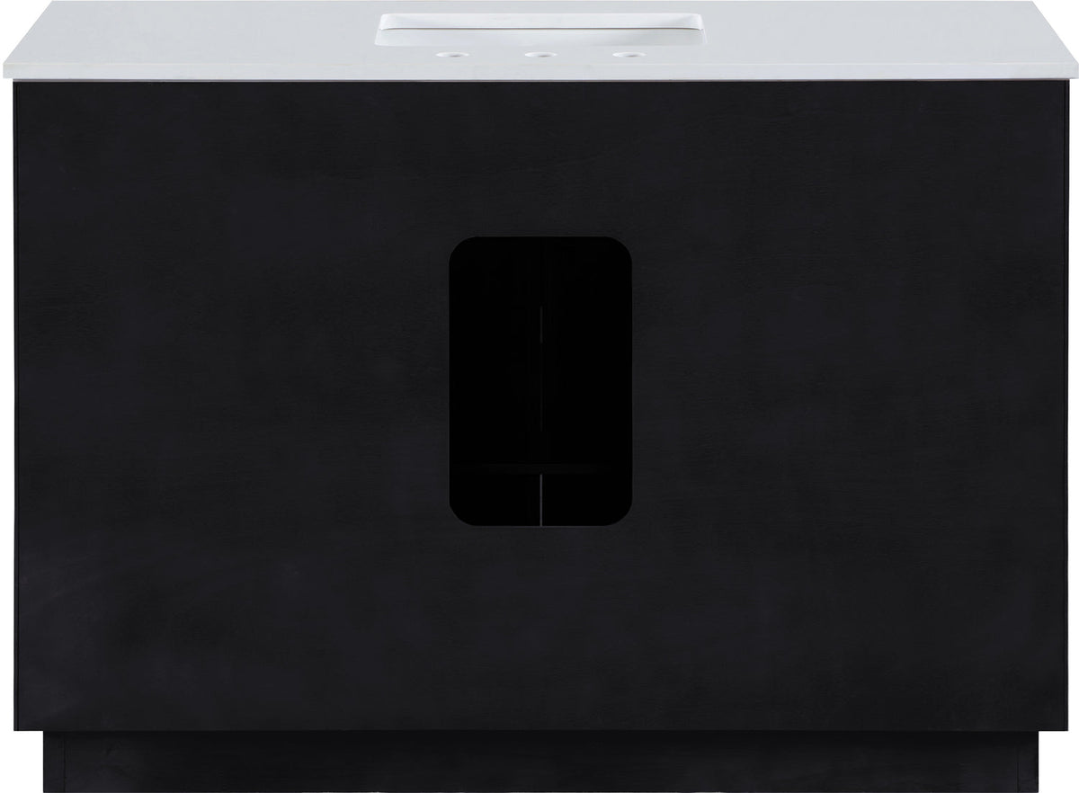 Willard 48in Black Engineered Stone And Solid Wood Bathroom Vanity