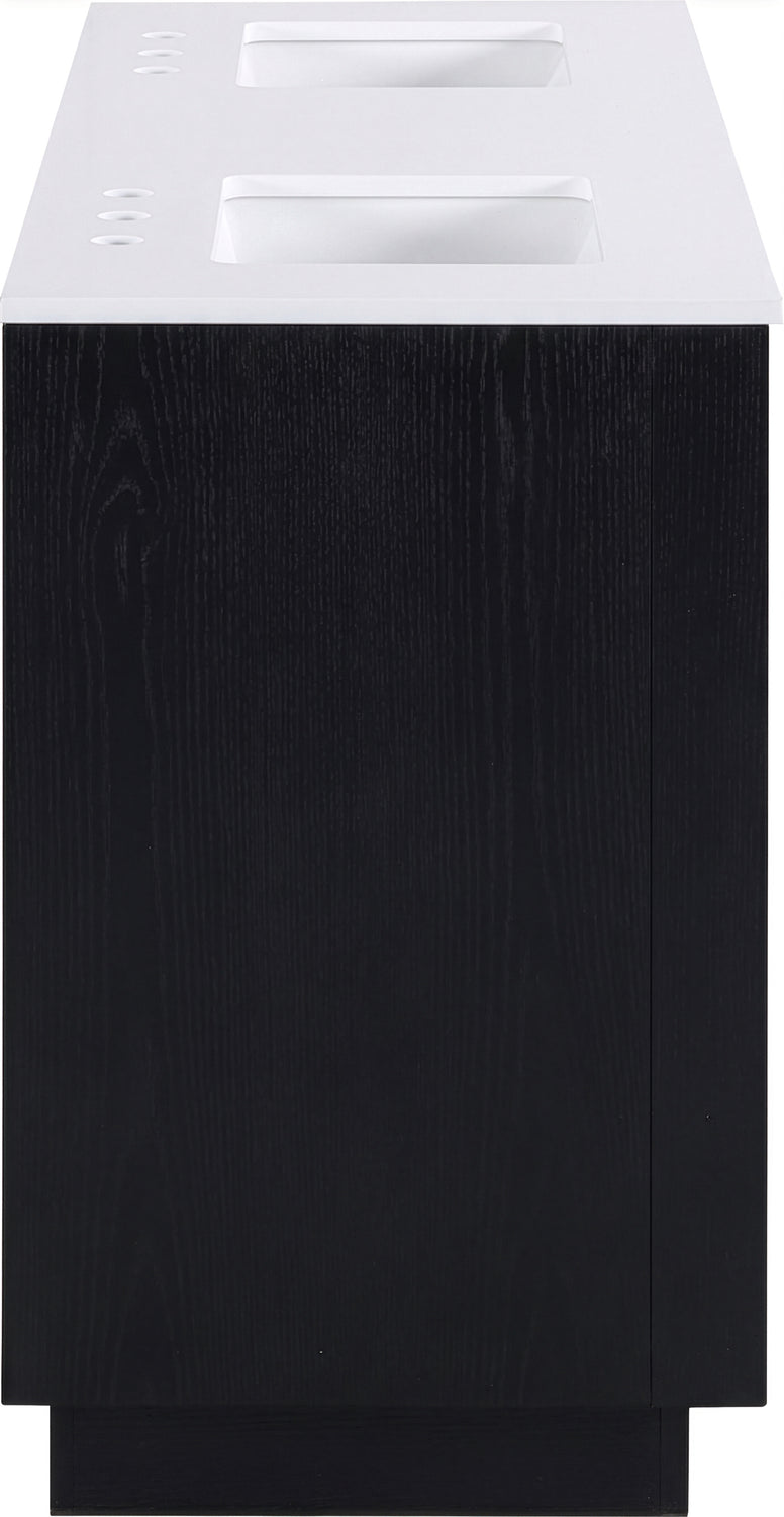 Willard 60in Black Engineered Stone And Solid Wood Bathroom Vanity