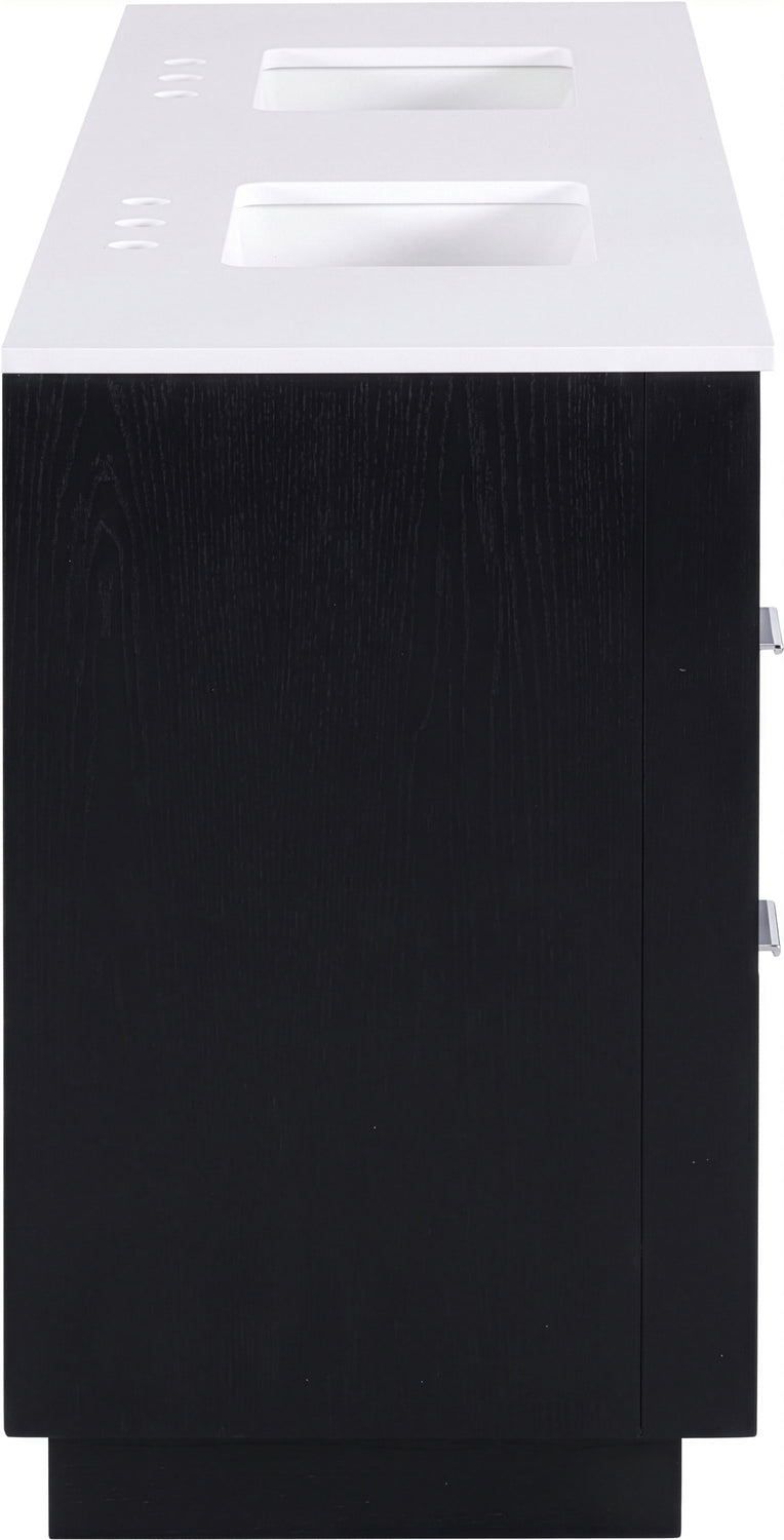 Willard 72in Black Engineered Stone And Solid Wood Bathroom Vanity