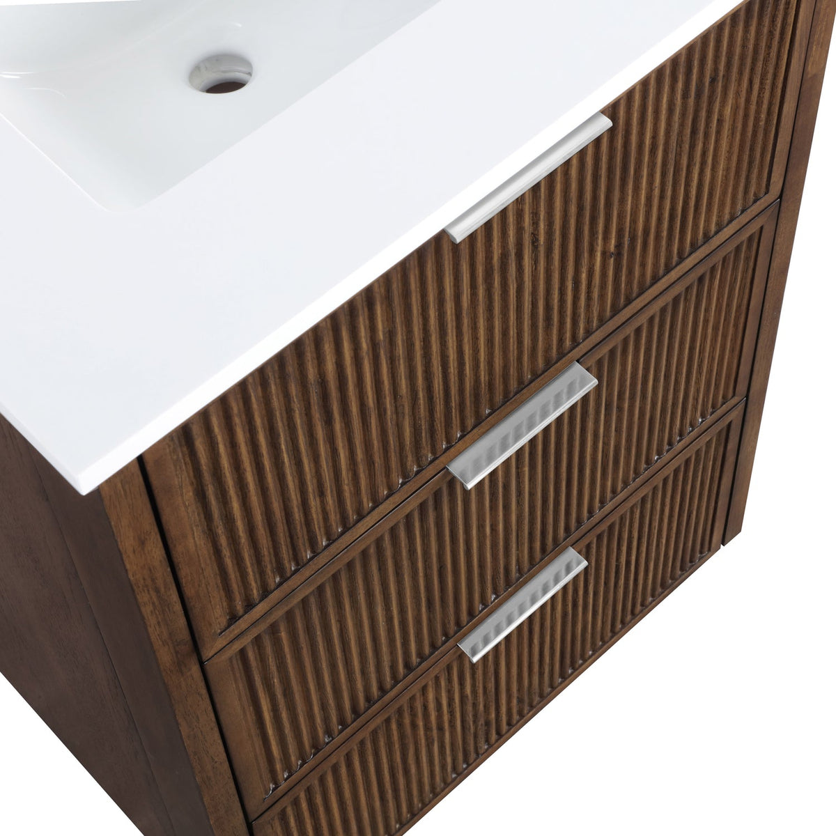 Willard 24in Brown Engineered Stone And Solid Wood Bathroom Vanity