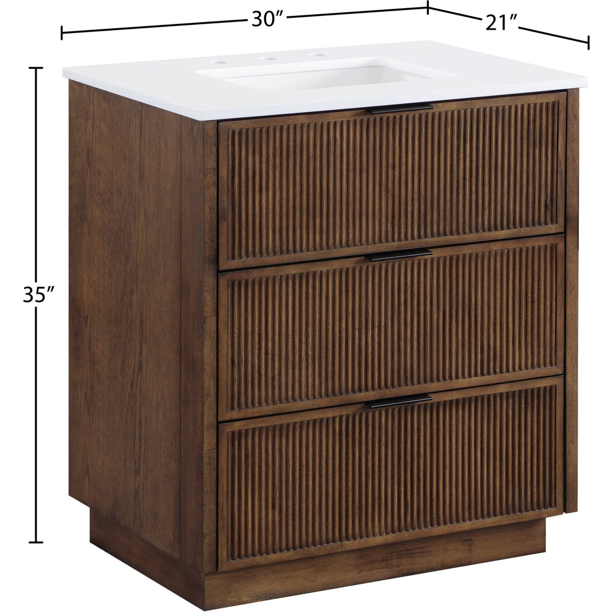 Willard 30in Brown Engineered Stone And Solid Wood Bathroom Vanity