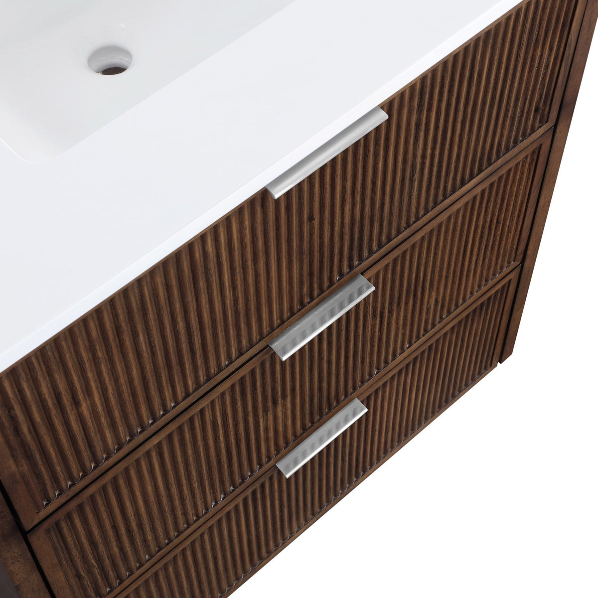 Willard 30in Brown Engineered Stone And Solid Wood Bathroom Vanity