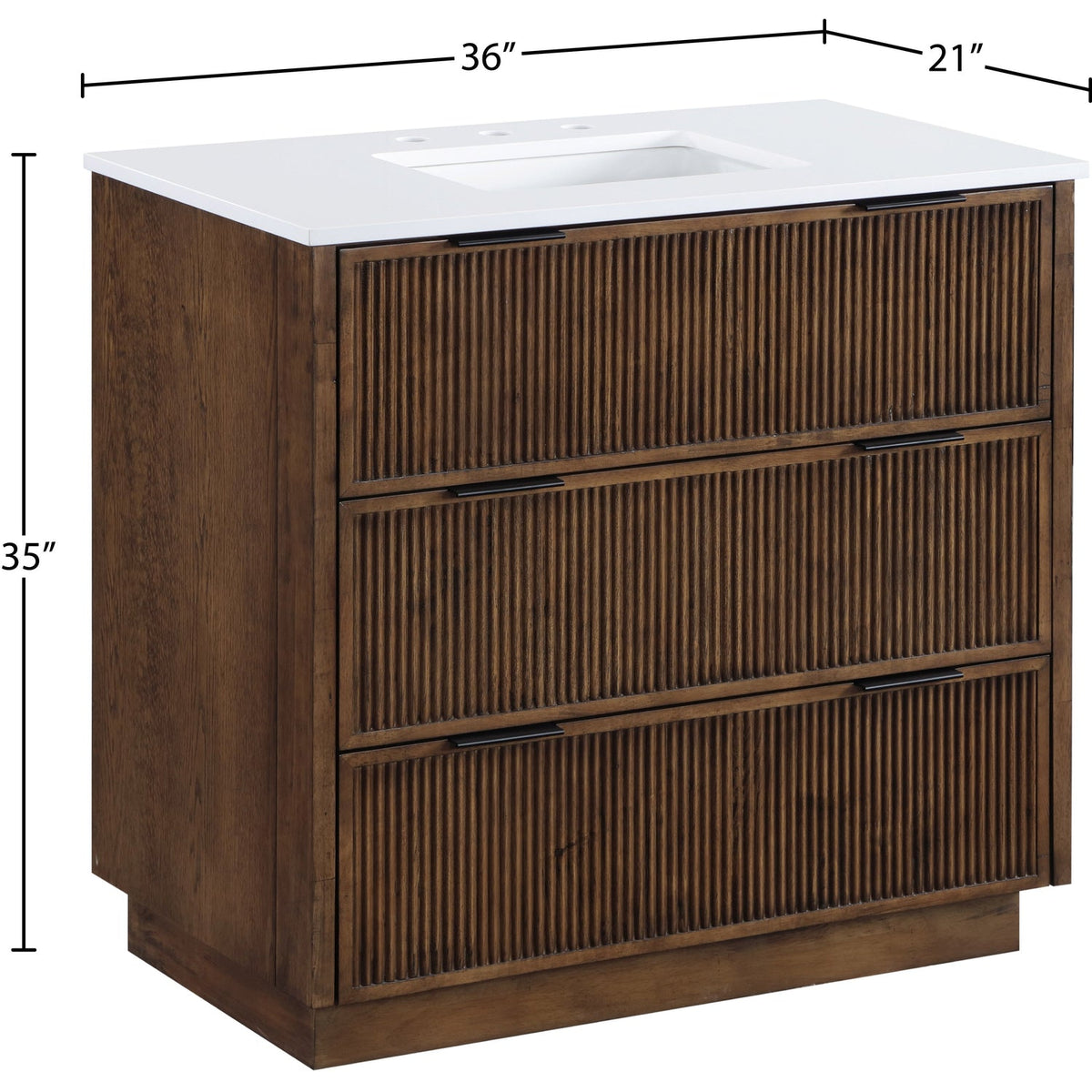 Willard 36in Brown Engineered Stone And Solid Wood Bathroom Vanity
