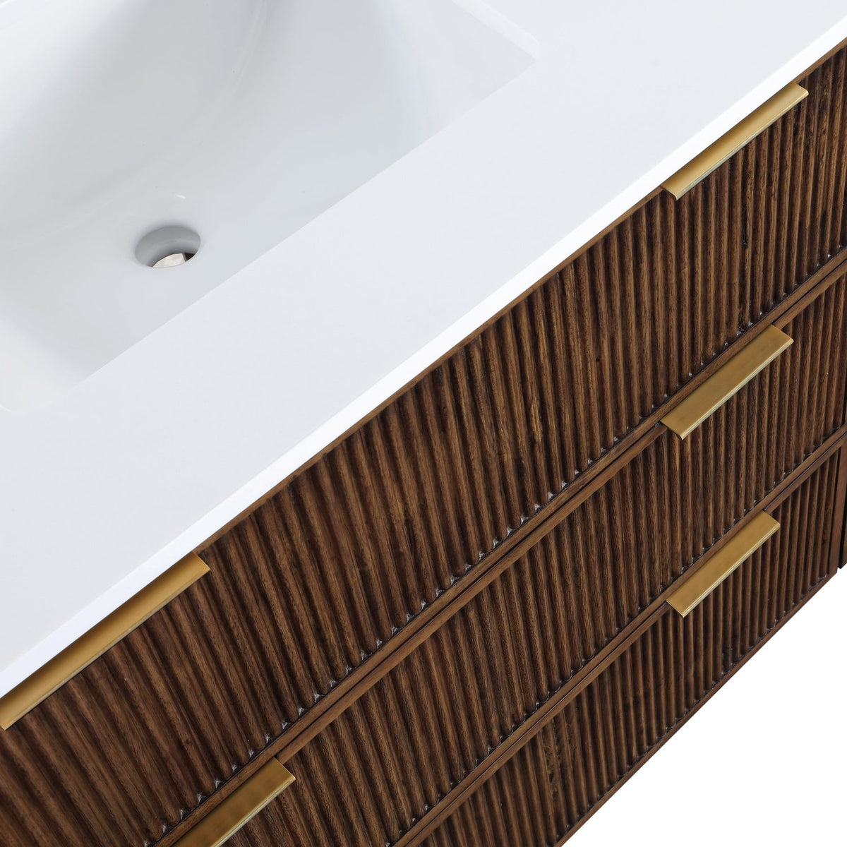 Willard 36in Brown Engineered Stone And Solid Wood Bathroom Vanity