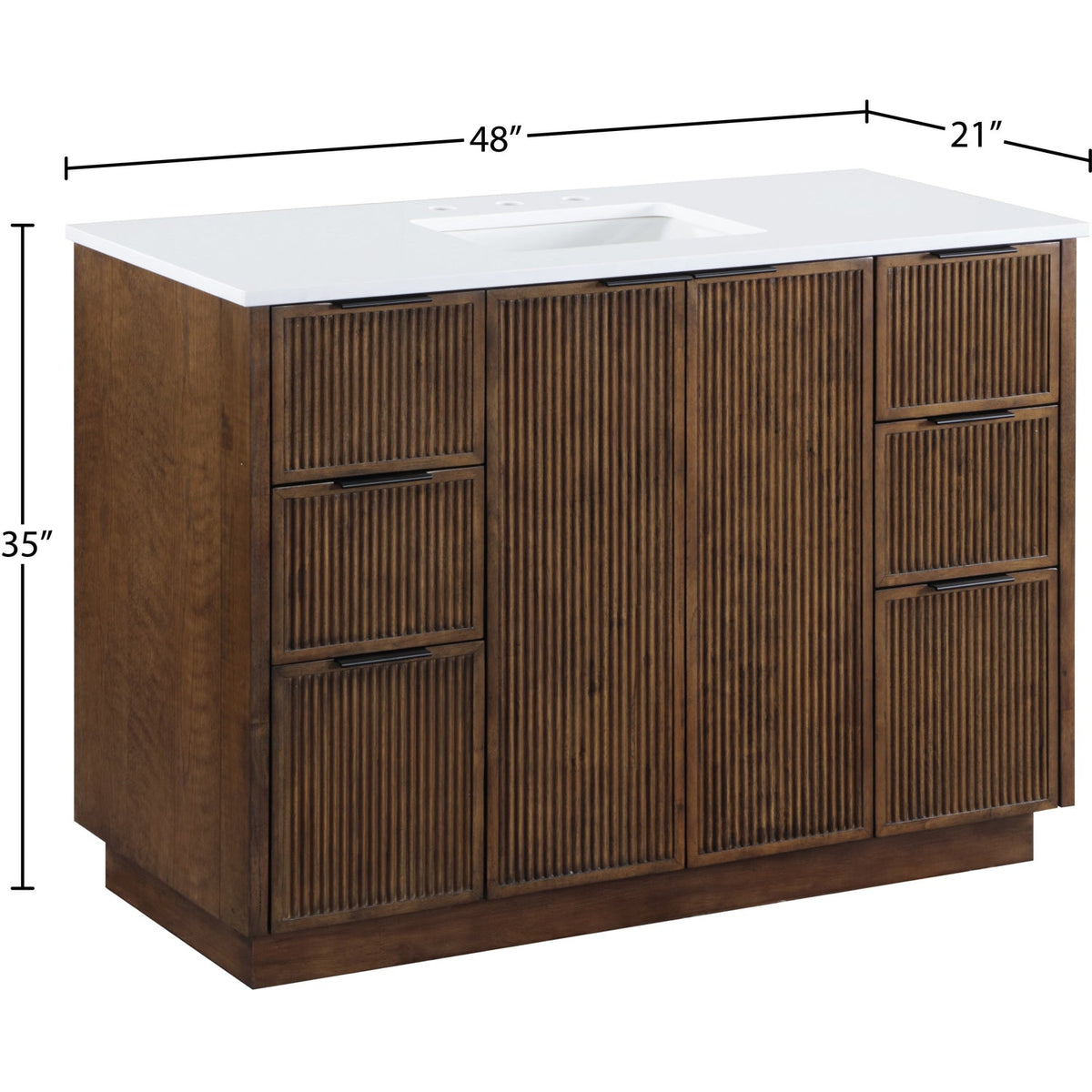 Willard 48in Brown Engineered Stone And Solid Wood Bathroom Vanity