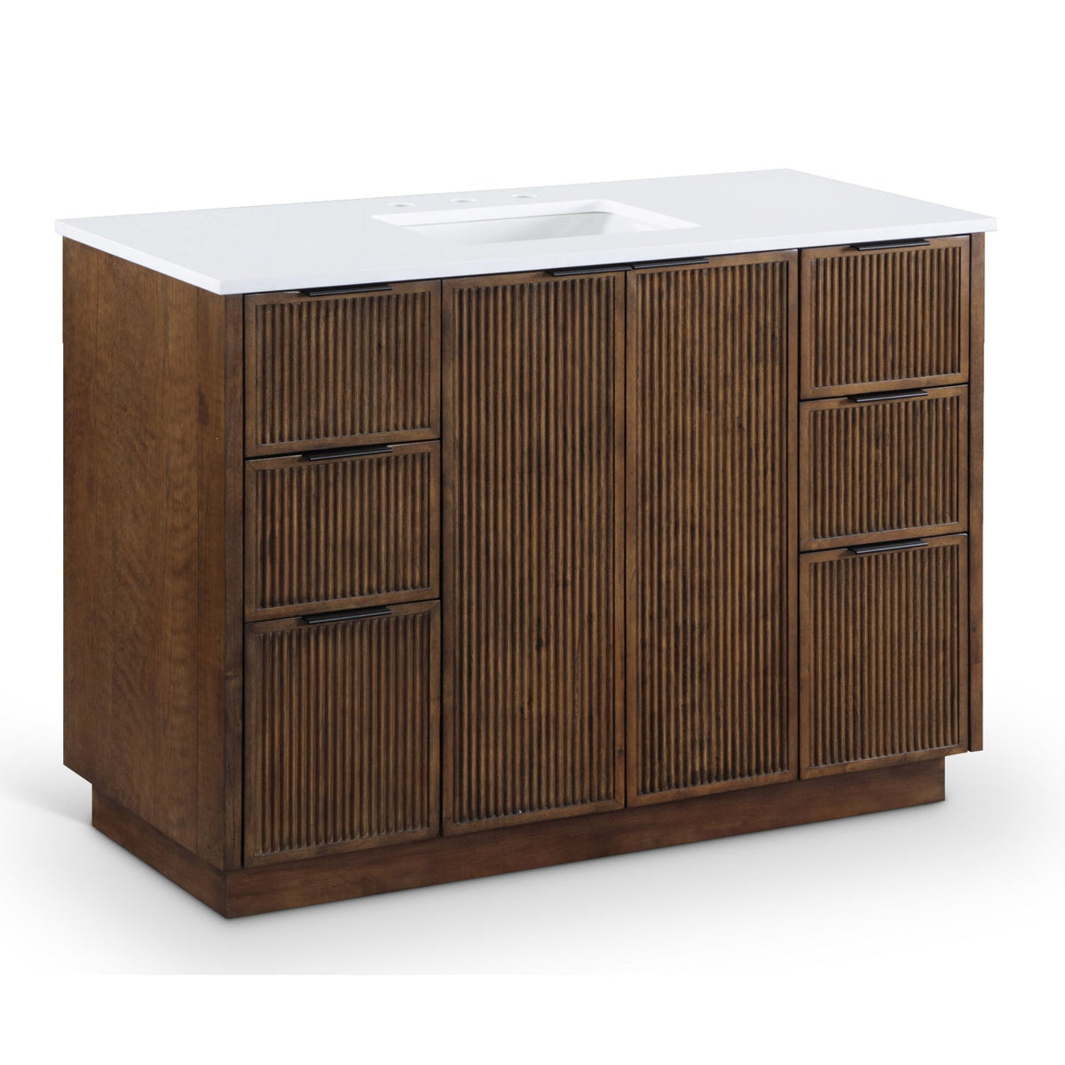 Willard 48" Brown Engineered Stone And Solid Wood Bathroom Vanity in rich brown walnut, primary product view