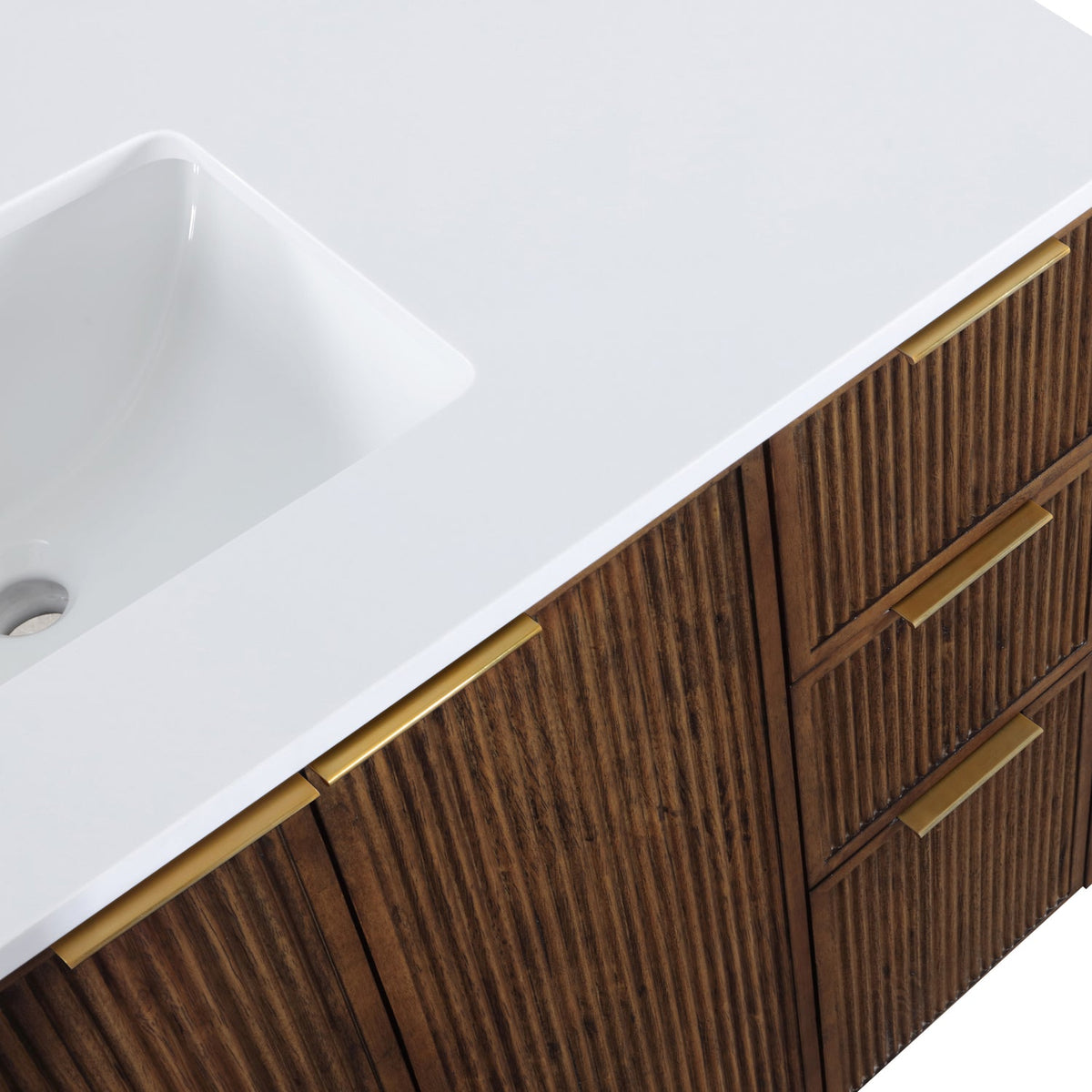 Willard 48in Brown Engineered Stone And Solid Wood Bathroom Vanity