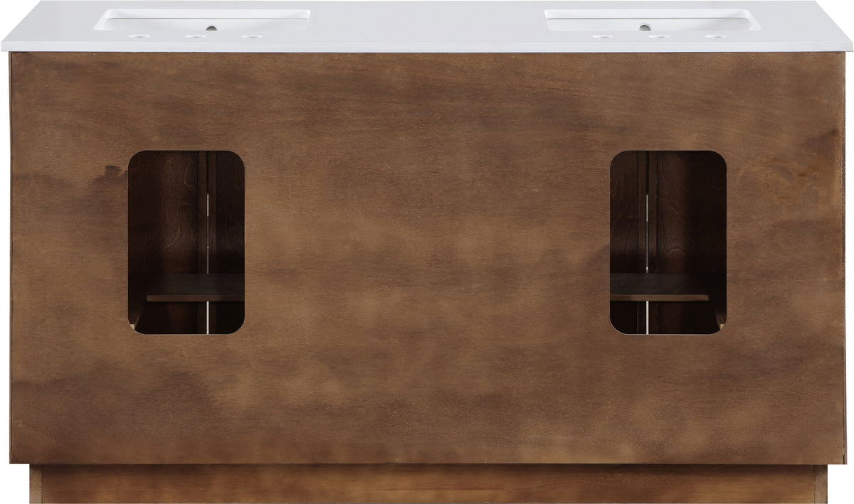 Willard 60in Brown Engineered Stone And Solid Wood Bathroom Vanity