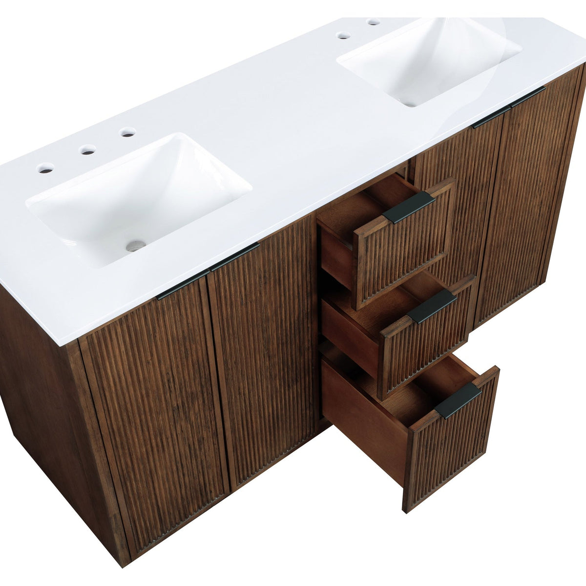 Willard 60in Brown Engineered Stone And Solid Wood Bathroom Vanity