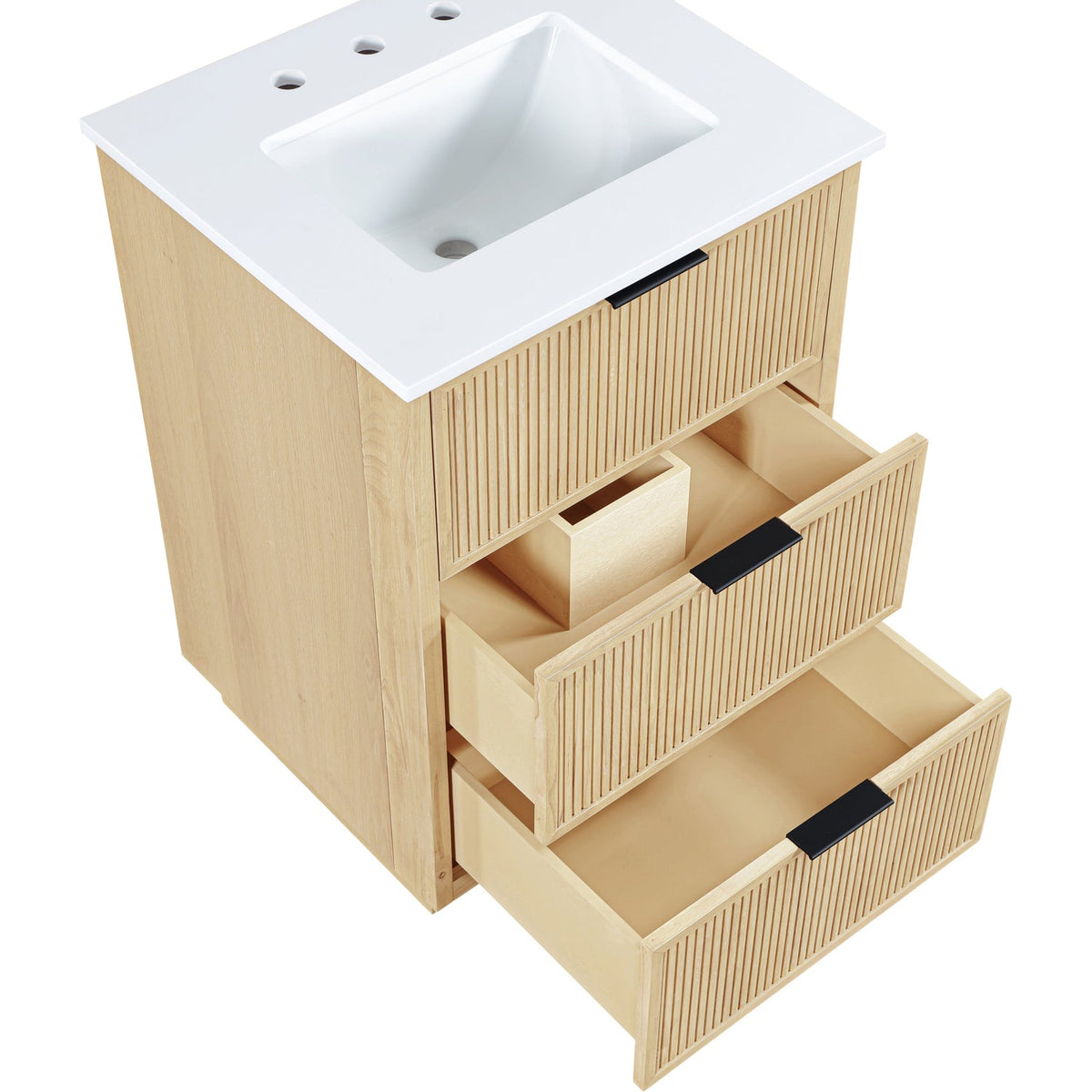 Willard 24in Natural Engineered Stone And Solid Wood Bathroom Vanity