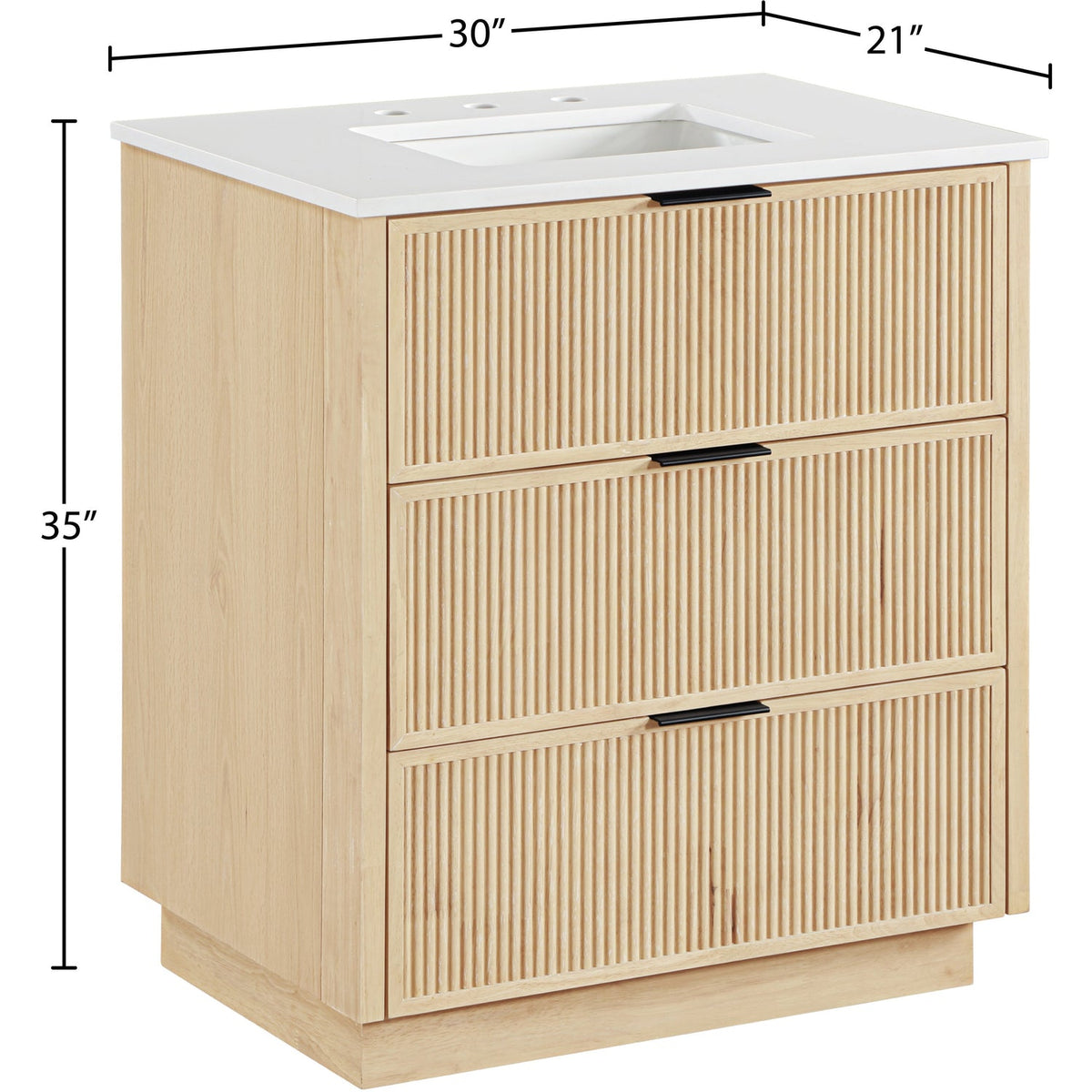 Willard 30in Natural Engineered Stone And Solid Wood Bathroom Vanity