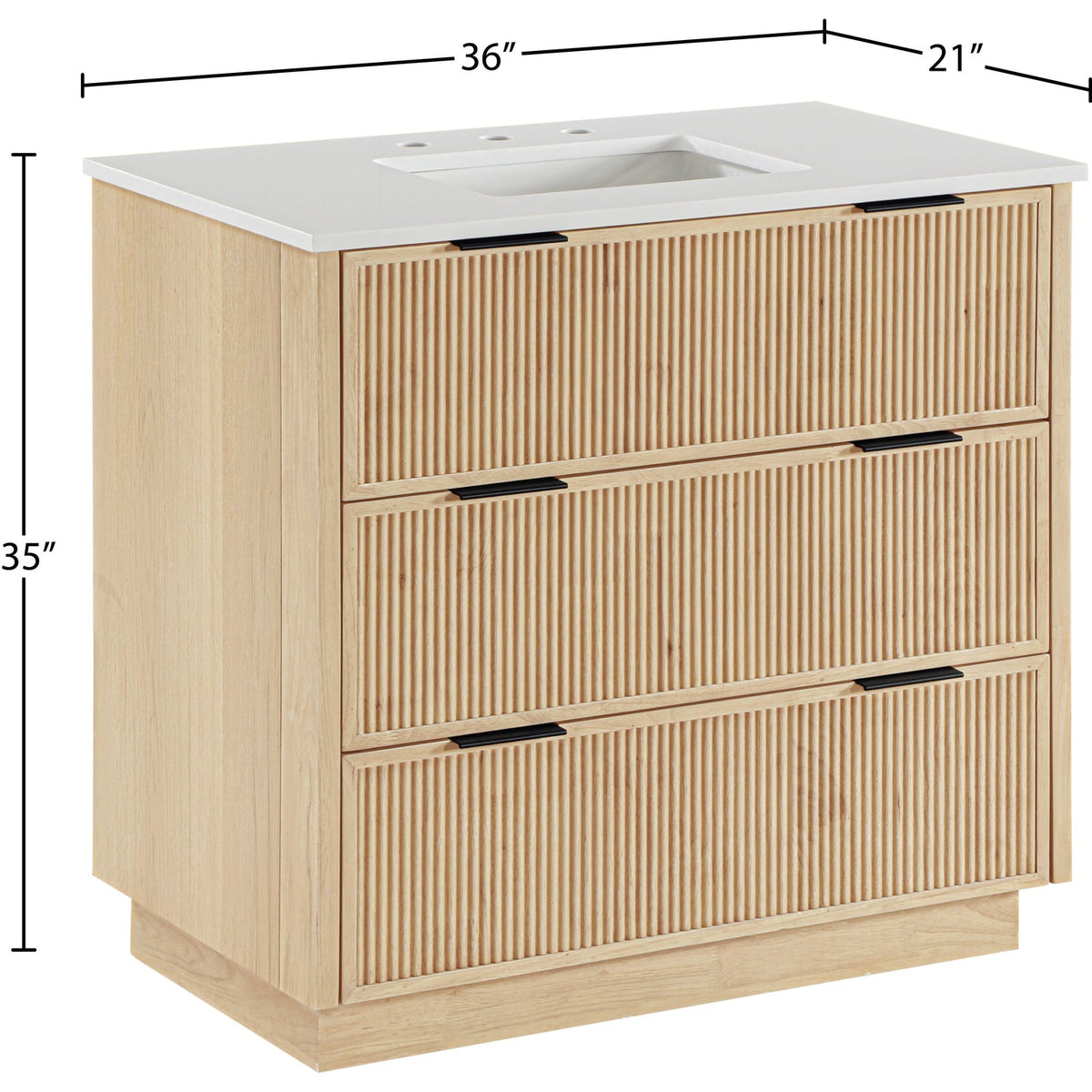 Willard 36in Natural Engineered Stone And Solid Wood Bathroom Vanity