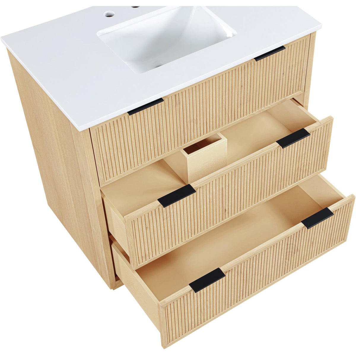 Willard 36in Natural Engineered Stone And Solid Wood Bathroom Vanity