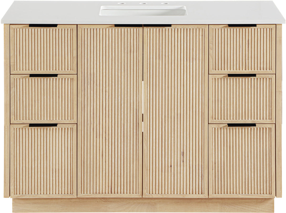 Willard 48in Natural Engineered Stone And Solid Wood Bathroom Vanity