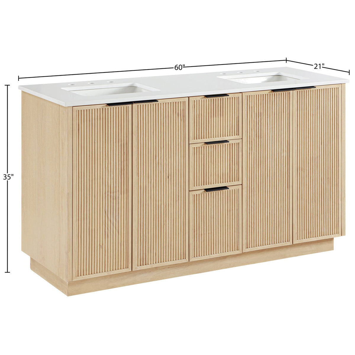 Willard 60in Natural Engineered Stone And Solid Wood Bathroom Vanity