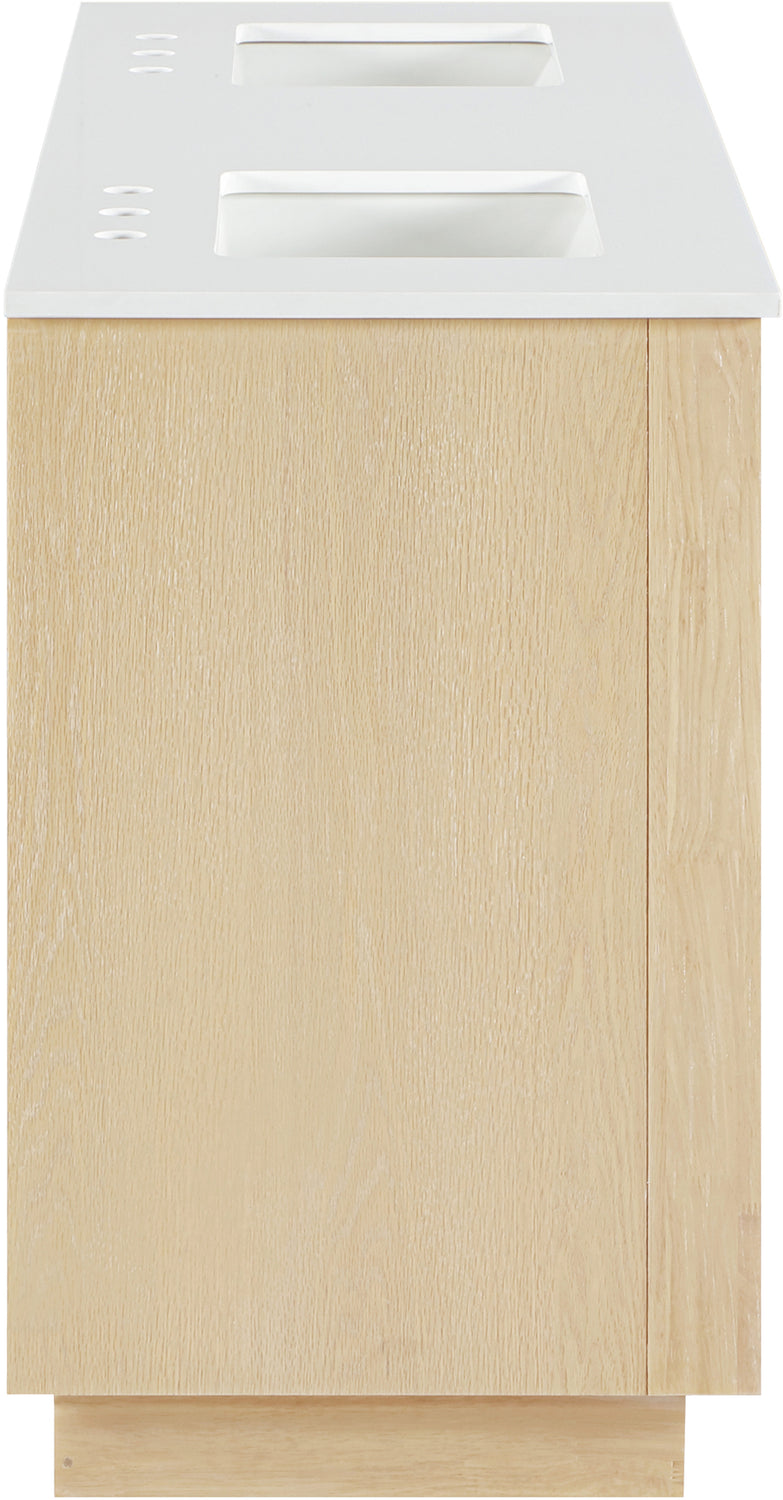 Willard 60in Natural Engineered Stone And Solid Wood Bathroom Vanity