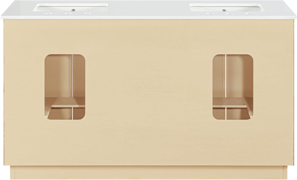 Willard 60in Natural Engineered Stone And Solid Wood Bathroom Vanity