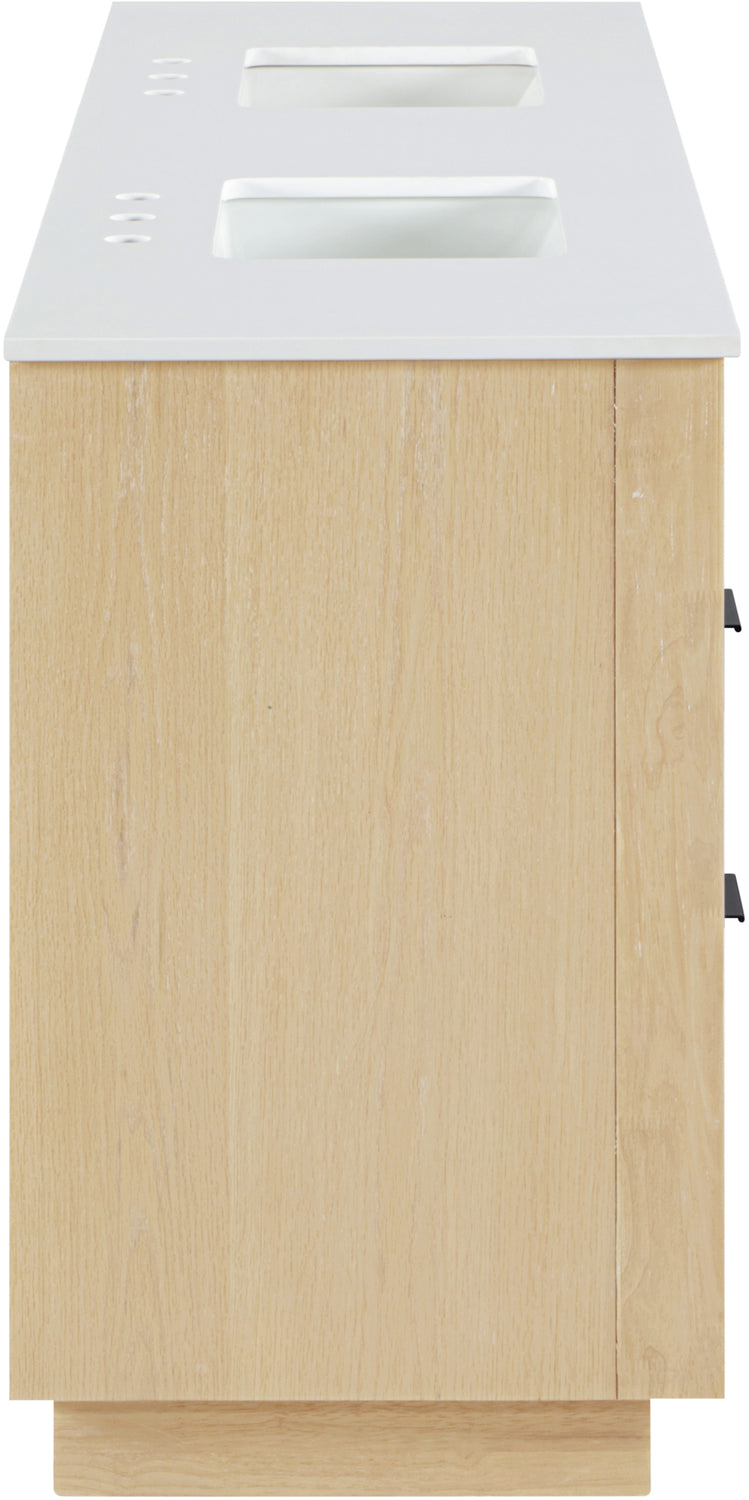 Willard 72in Natural Engineered Stone And Solid Wood Bathroom Vanity