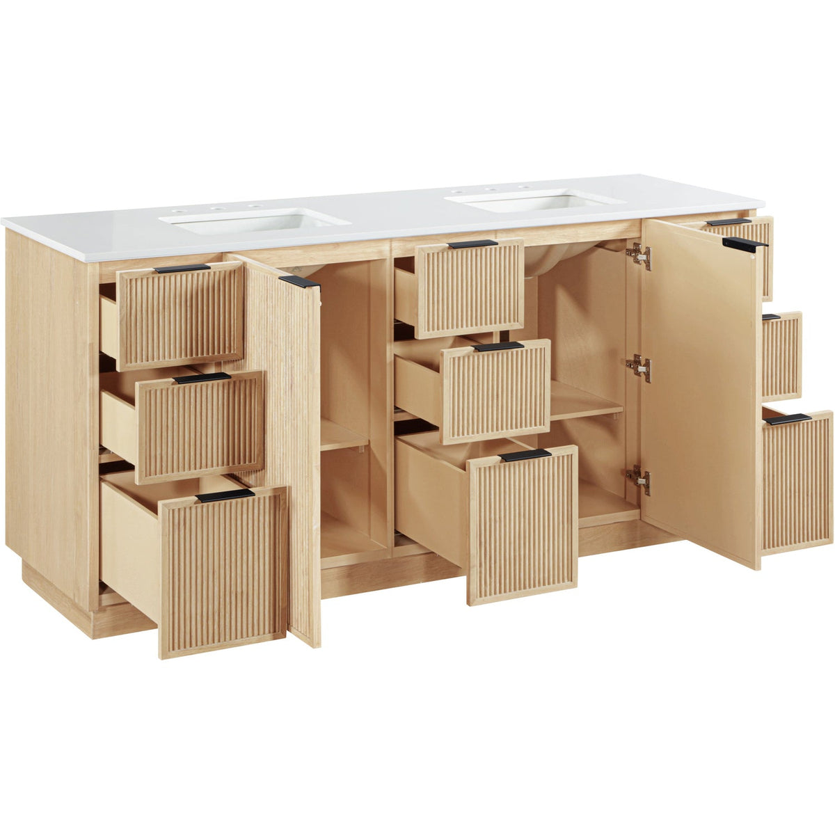 Willard 72in Natural Engineered Stone And Solid Wood Bathroom Vanity