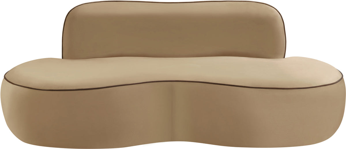 Swerve 7 7in Beige Velvet Upholstered Loveseat