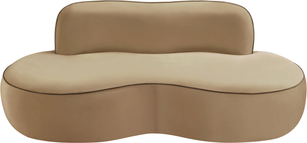 Swerve 7 7in Beige Velvet Upholstered Loveseat