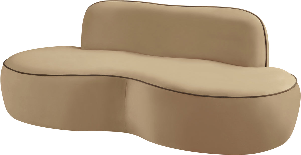 Swerve 7 7in Beige Velvet Upholstered Loveseat