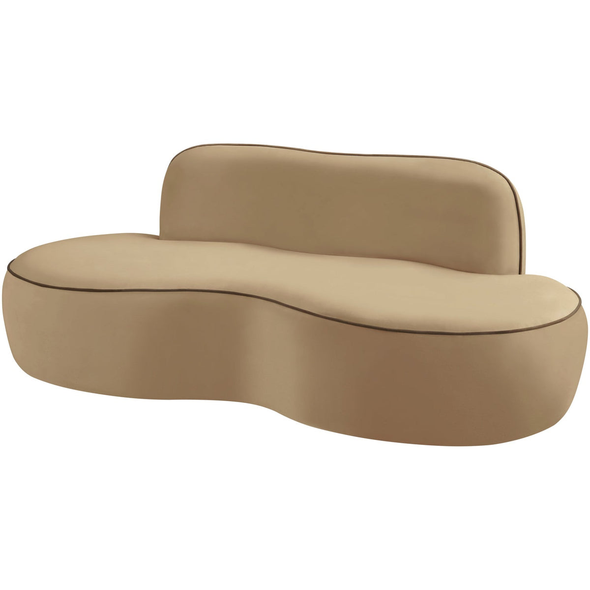 Swerve 7 7in Beige Velvet Upholstered Loveseat