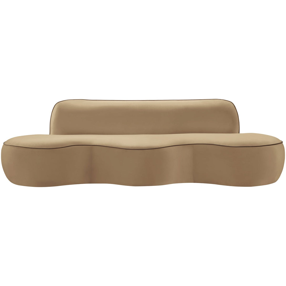 Swerve 100in Beige Velvet Upholstered Sofa