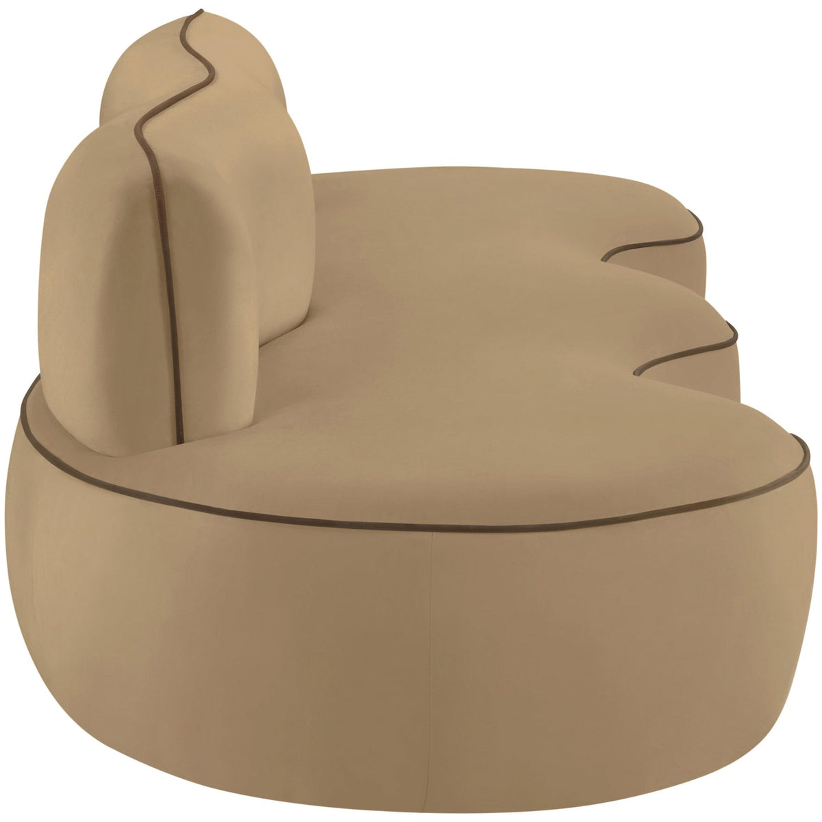Swerve 100in Beige Velvet Upholstered Sofa