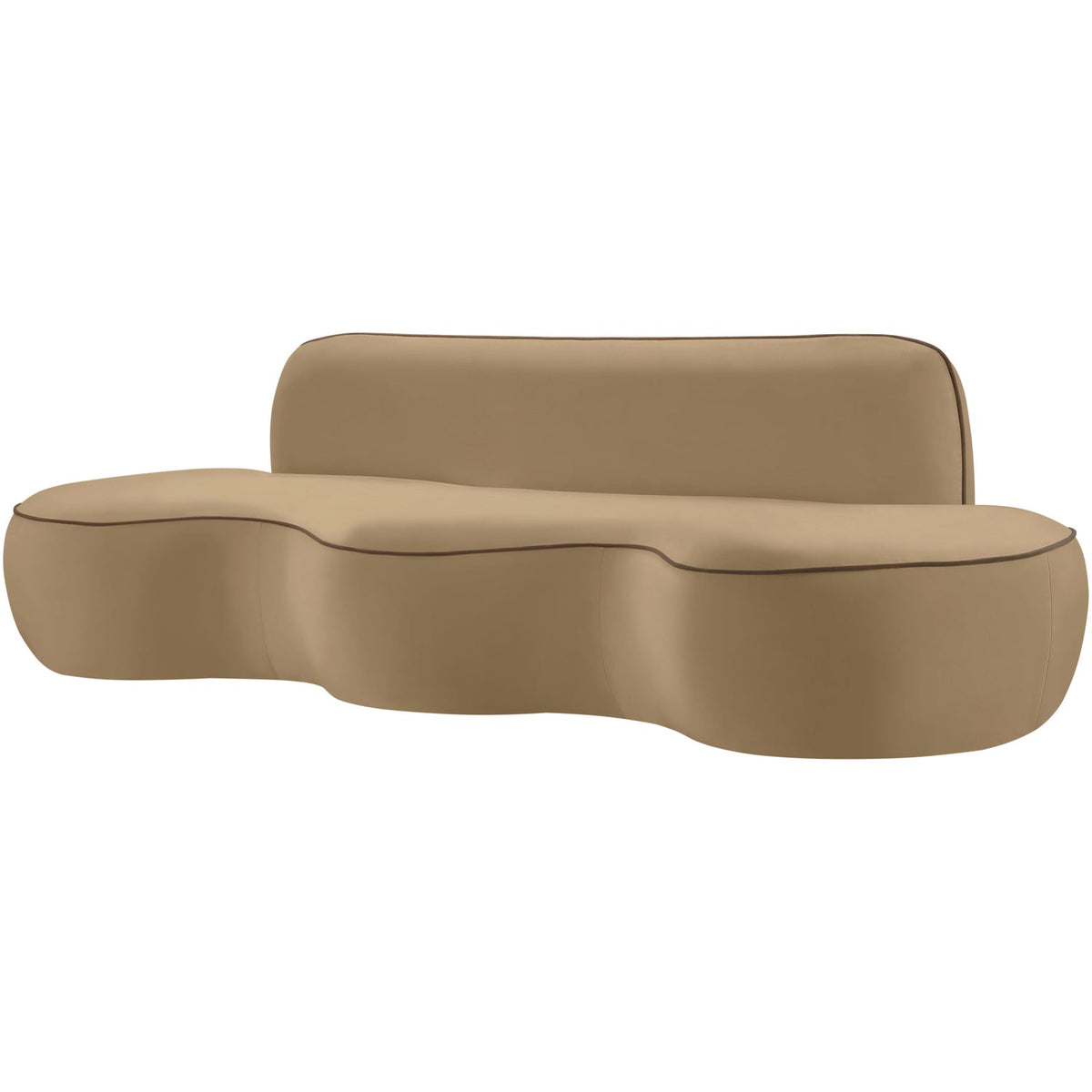 Swerve 100in Beige Velvet Upholstered Sofa