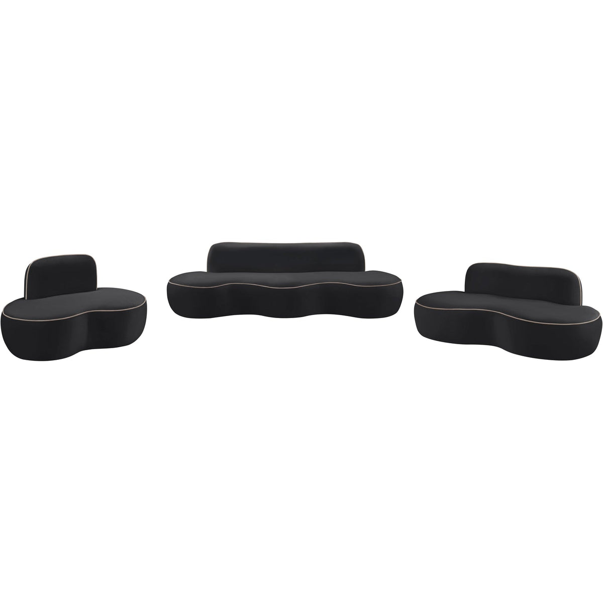 Swerve 7 7in Black Velvet Upholstered Loveseat