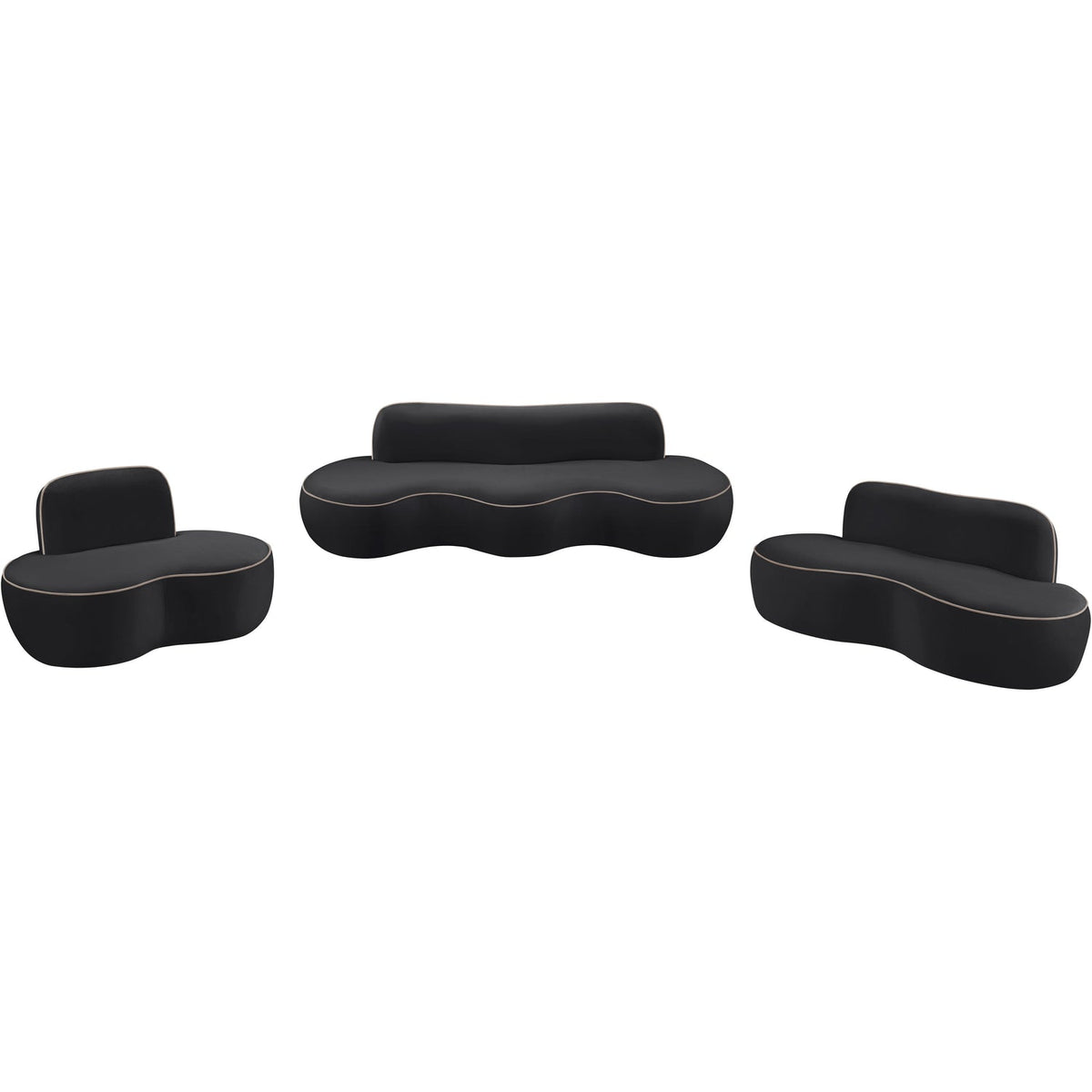 Swerve 7 7in Black Velvet Upholstered Loveseat