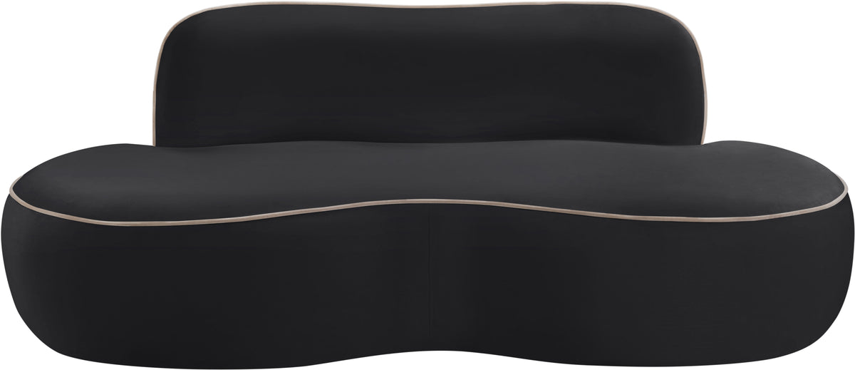 Swerve 7 7in Black Velvet Upholstered Loveseat