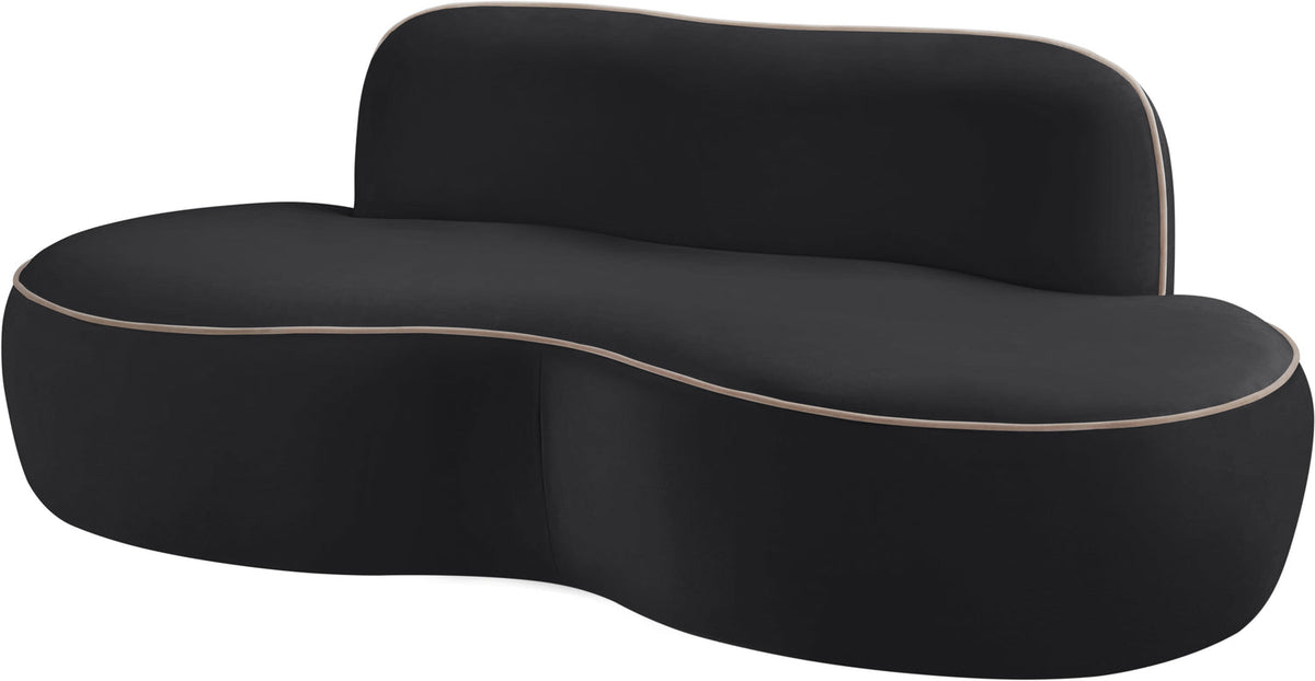 Swerve 7 7in Black Velvet Upholstered Loveseat