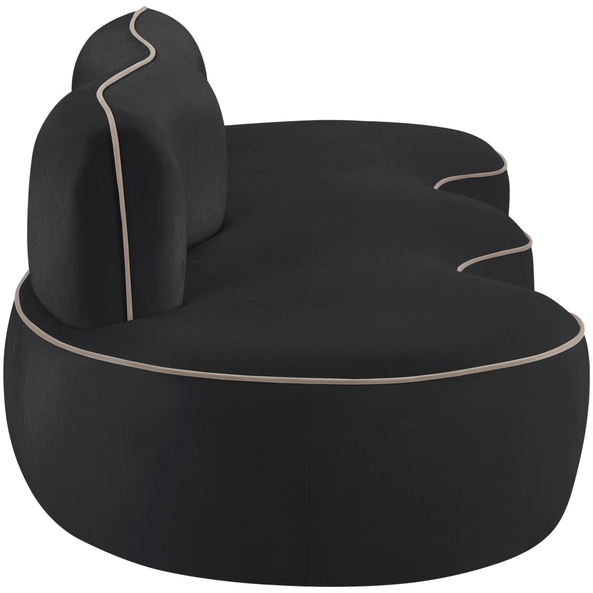 Swerve 100in Black Velvet Upholstered Sofa
