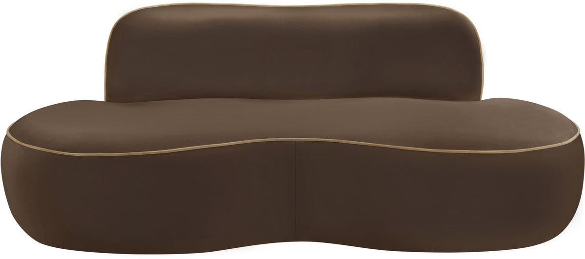 Swerve 7 7in Brown Velvet Upholstered Loveseat