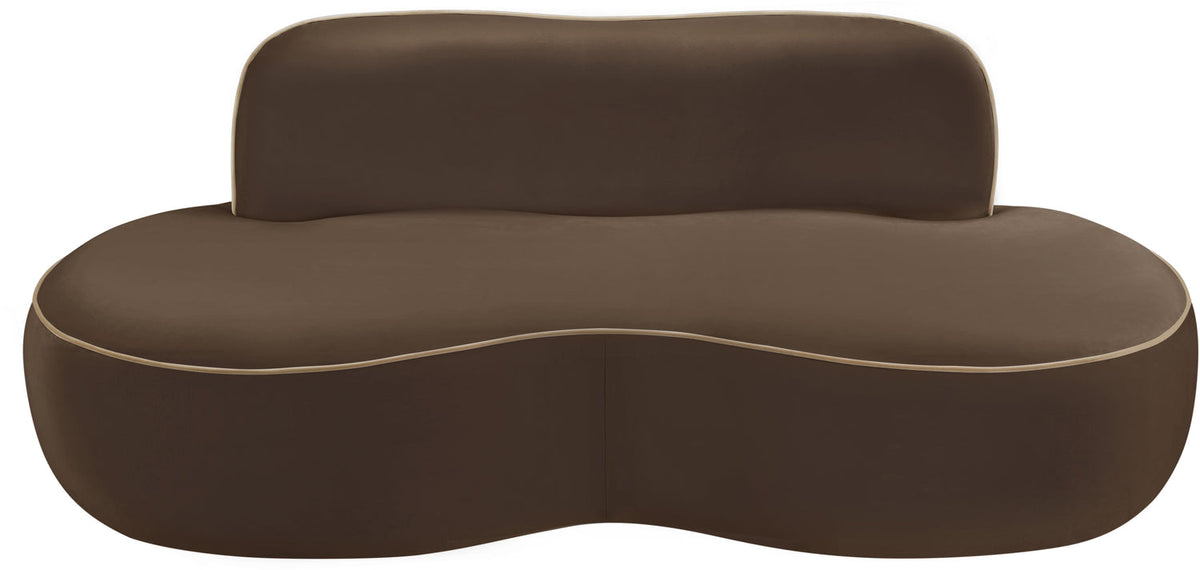 Swerve 7 7in Brown Velvet Upholstered Loveseat