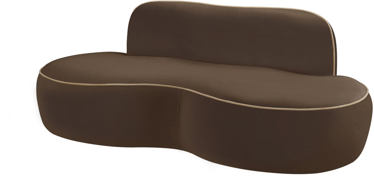 Swerve 7 7in Brown Velvet Upholstered Loveseat