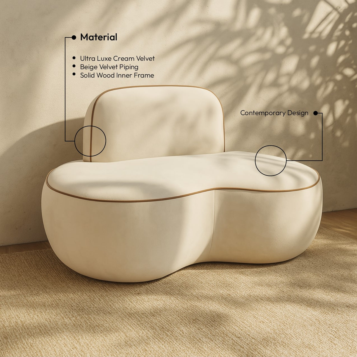 Swerve Cream Velvet Upholstered Chair